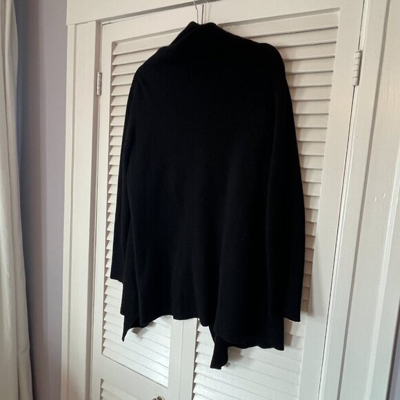 Lafayette 148 women's medium long cardigan duster waterfall black fine wool - Picture 6 of 10